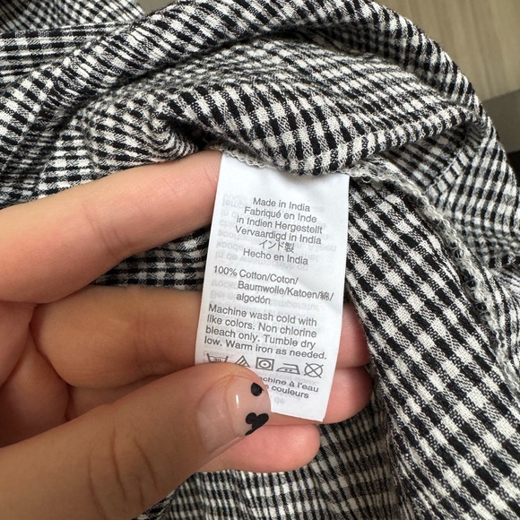 Madewell Women's Size 4 Ruffle Strap Cotton Cami Gingham Top Black/White - Picture 7 of 7